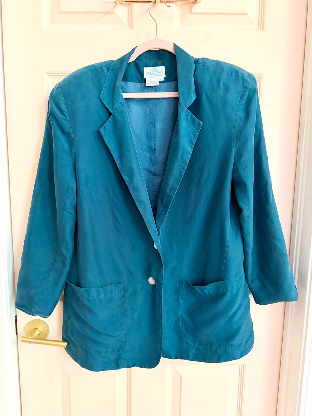 $5 SALE Blue‎ winter silks vintage blazer